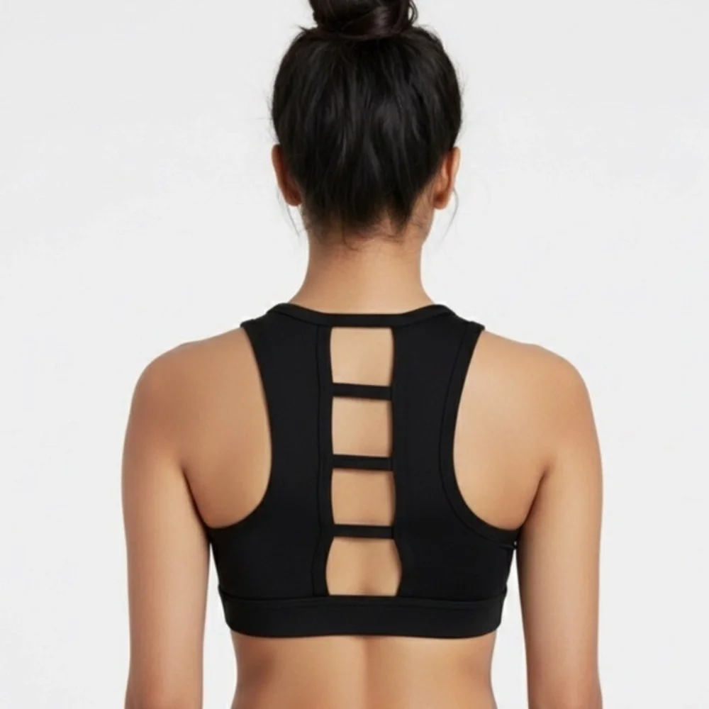 Ladder back black performance dance crop top CS